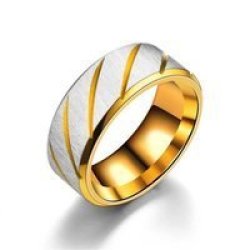 Men& 39 S Gold Stainless Steel Brushed Design Comfort Fit Polished Ring T 10