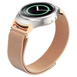 Hunputa Milanese Magnetic Loop Stainless Steel Watch Band + Connector For Samsung Galaxy Gear S2 RM-720 Rose Gold