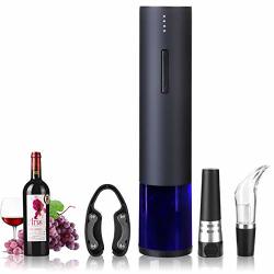 Sawpy Electric Wine Opener Rechargeable Automatic Wine Bottle Openers Durable Stainless Cordless Electric Corkscrew Wine Cork Remover Easy To Use With Foil Cutter And