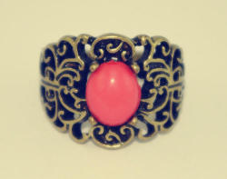 True Grace Accessories Retro Palace Vintage Hollow Bronze Ring Pink