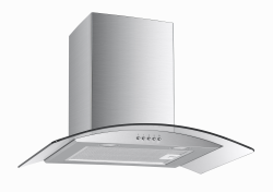 90CM Wall Cooker Hood - Curved Glass & Stainless Steel
