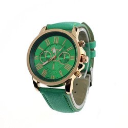 Women's Watch Funic Fashion Geneva Roman Numerals Faux Leather Analog Quartz Wrist Watch Mint Green