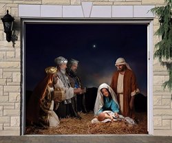 Walltattoohome Nativity Scene Garage Door Banner Jesus Single