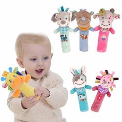 Yuye-xthriv Plush Donkey Animal Baby Hand Shake Bell Bb Rattle Squeaker Stick Education Toy Rhino