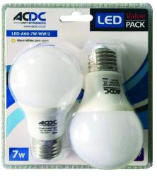Acdc LED Lamp 7W B22 A60 - Cool White
