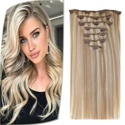 LaaVoo Beauty Full Head Clip In Hair Extensions Remy Human Hair Clip Human  Hair Extensions Double Weft Thick Clip Hair Extensions Highlight Ash Blonde  | Reviews Online | PriceCheck