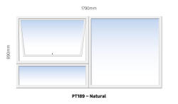 Top Hung Aluminium Window Natural PT189 1 Vent W1800MM X H900MM