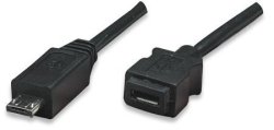 Manhattan Micro USB Am To Micro USB Female Hi-speed USB 2.0 Extension Cable 1.8 M Colour: Black Retail Box Limited Lifetime Warranty