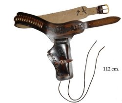 Revolver Cowboy Style Leather Holster+cartridge Belt. Made In Spain Pistol