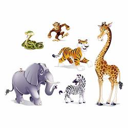 Jungle Decalmile Animals Wall Decals Giraffe Monkey Elephant Wall Stickers Kids Room Wall Decor For Boys And Girls Bedroom Nursery Baby Room