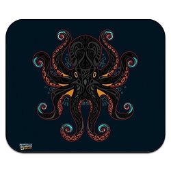 Black Octopus In The Abyss Low Profile Thin Mouse Pad Mousepad