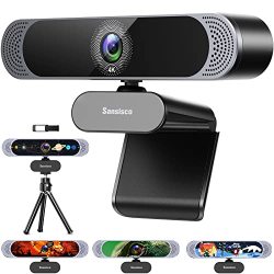 4K Webcam Sansisco HD Webcam With Microphone Autofocus 8MP USB Webcam Computer Web Camera With Sony Sensor Privacy Cover And Tripod Plug And Play