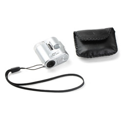 60x Jewelry & All Purpose Mini Pocket Microscope magnifier Loupe With Uv & 3 Led Lights Silver ..