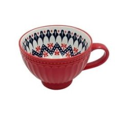 Porcelain Art Breakfast Mug - 355ML - Red