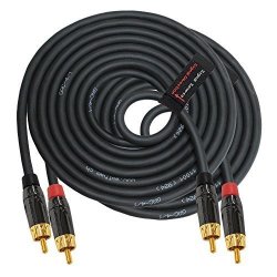 17 Foot RCA Cable Pair Directional Star-Quad Audio Interconnect Cable with Amphenol ACPL Black Chrome Body Gotham GAC-4/1 Black Gold Plated RCA Connectors