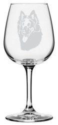 Libbey Belgian Sheepdog Dog Themed Etched All Purpose 12.75OZ Wine Glass