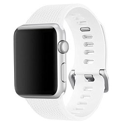 Band For Apple Watch 42MM Langte Silicone Apple Watch Band For Apple Watch Series 3 2 1 Sport Edition 42 M l White