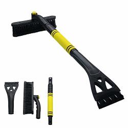 LivTee 32 Extendable Car Snow Brushand Ice Scraper with Foam Grip，Brush Supports 360 Degree Rotation,Scratch-Free Snow Removal for Automotive SUV Truck Windshield 
