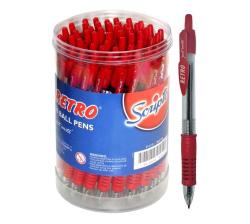 Retro Ball Pen - Red Ink Medium - Retractable - Tub Of 50