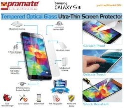 Promate Primeshield S5 Ultra-thin Tempered Optical Glass Screen Protector For Samsung Galaxy S5 Retail Box 1 Year Warranty