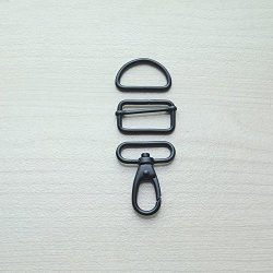 2 Sets 1.5" 38MM Swivel Snap Hook Clip Triglides D Ring Strap For Buckles Webbing Cotton Black