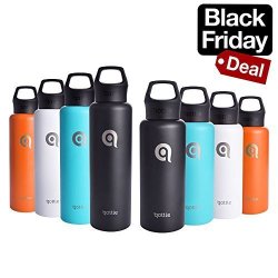 Qottle 24OZ Vacuum Insulated Stainless Steel Water Bottle Double Wall Vacuum For Hot And Cold Insulation Flask For Outdoor Sport Camping Hiking-black