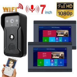 Ennio 7 Inch 2 Monitors Wired wireless Video Doorbell Intercom Entry System With HD