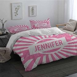 Jennifer Soft Washed Cotton Duvet Cover Set One Of The Most Popular Names For Newborn American Girls In Retro Design 100% Cotton Bedding Pale