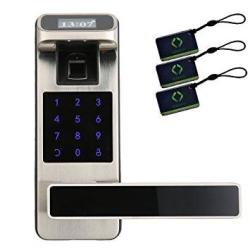 HARFO HL90 Fingerprint Touchscreen Keyless Door Lock With Oled Display Perfect For Office & Home Satin Nickel
