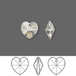 Swarovski Crystal - Silver Shade - Ab Xilion - Heart Pendants - 10MM - 6228