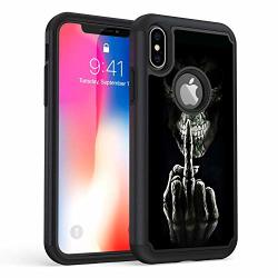 Iphone Xr Case Rossy Heavy Duty Hybrid Tpu Plastic Dual Layer Armor Defender Protection Case Cover For Apple Iphone Xr 6.1" 2018 Fuck You Skulls