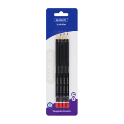 Marlin Graphite Pencils 2H End Dipped Pencil Black Barrel 4'S Pack Of 12