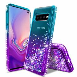 Oeago Samsung Galaxy S10 Case Tpu Bumper Diamond Flowing Liquid Floating Bling Glitter Sparkle Shockproof Girls Women Case For Samsung Galaxy S10 6.1" Inch