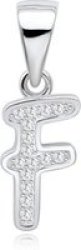 S925 Sterling Silver Alphabet Pendant With Swarovski Zirconia Letter F