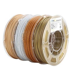 Amolen Pla 3D Printer Filament 1.75MM Set With Bronze Marble Wood Shining Gold Each Spool 225G 4 Spools Pack Includes Sample Changing Color With