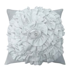 Handcrafted White Ruffled Cushion Cover Floral Pillowcase Square Throw -choose Size Sas-155a