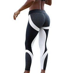 Seasum Women 3D Printed Leggings Sports Gym Yoga Capri Workout High Waist Running Pants Causual Fitness Tights Dry Fit S