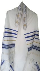Tallit - Prayer Shawl - Meshi Zion Paz Zion Gold Silk Blue Gold