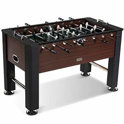 Barrington 56 Inch Premium Furniture Foosball Table Soccer Table Sturdy Leg Construction Includes 2 Balls Black brown
