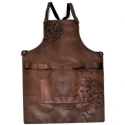 Genuine Leather Hydrangea Illustrated Apron