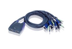 ATEN 4-PORT USB Vga audio Cable Kvm Switch W 1.8M Cable