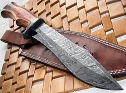 REG-215 - Handmade Damascus Steel 14.00 Inches Bowie Knife - Exotic Wood Handle