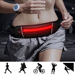 Bseen Running Belt - USB Rechargeable LED Waist Pack Fanny Pack For Man Women Outdoor Sports Travel Running Hiking Red