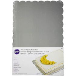 Wilton 13 X 19 Silver Cake Treat Platter Scalloped Edges Decorating 4 Pack