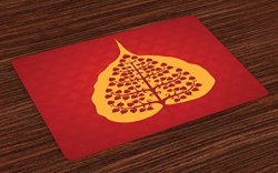 Ambesonne Leaf Place Mats Set Of 4 Artistic Design Of Bodhi Tree Nature And Religion Yoga Meditation Washable Fabric Placemats For Dining Room Kitchen