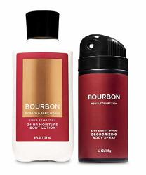 Bath And Body Works Gift Set Bourbon For Men - Body Lotion And Deodorizing Body Spray- Full Size