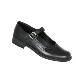 Toughees Pearl Ladies Basic Buckle School Shoes - Black
