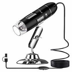 Umtele 2MP USB Digital Microscope Handheld 50X - 1600 X Magnification Endoscope With 8 LED MINI Camera Kids Microscope For Mac windows And Android With Otg Function
