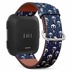 Compatible With Fitbit Versa Fitbit Versa 2 Fitbit Versa Lite Leather Wristband Bracelet With Quick-release Spring Pins - White Anchor
