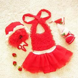 Baby Girl Princess Lace Bowknot Bikini Set Siamese Dress Cute Swimsuit With Hat Size: XXL Red